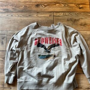 Budweiser Gray Off-the-Shoulder Sweater